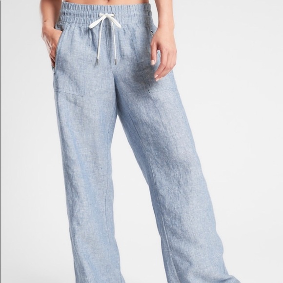 Athleta Pants - Athleta Cabo Linen Wide Leg Pant Chambray NWOT 8